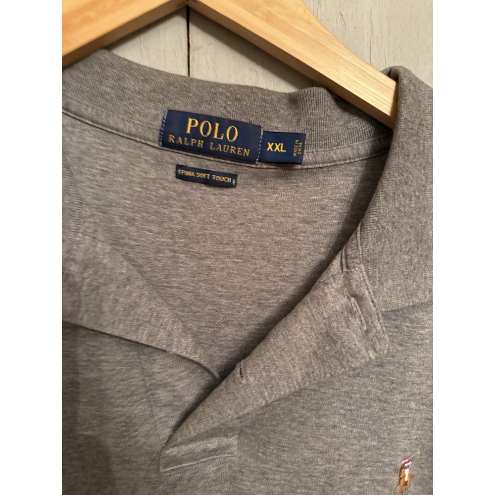 Polo Ralph Lauren Polo Shirt Mens Sz-XXL‎ Pima Soft Touch Heather Gray Golf - Picture 6 of 8